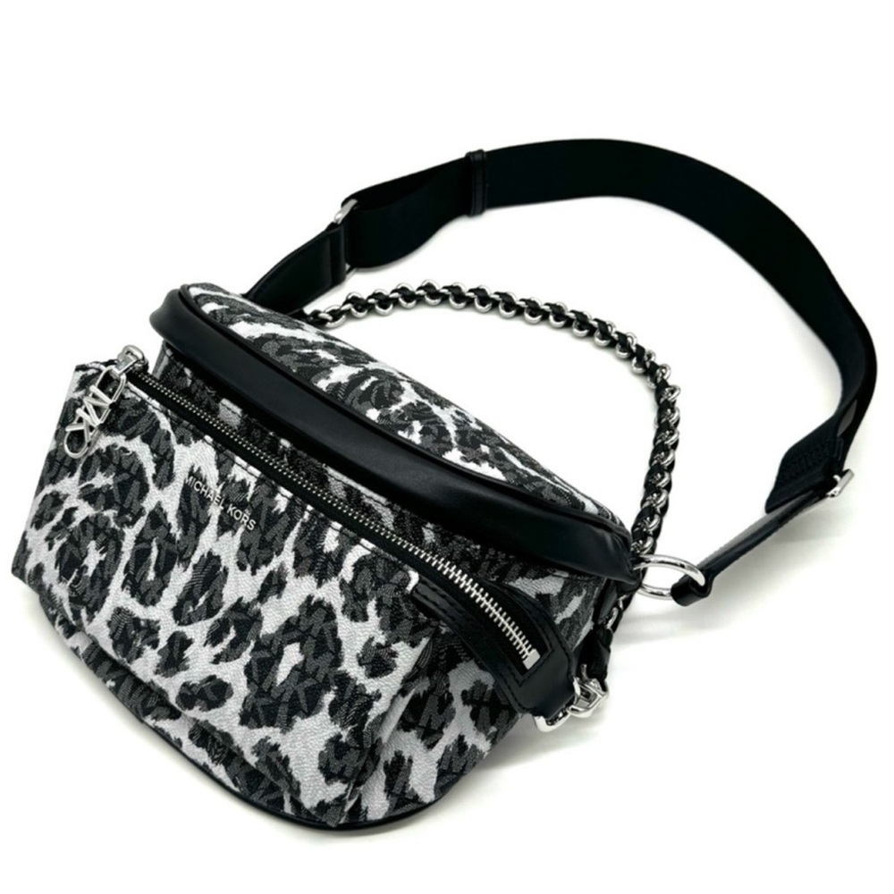 Michael Kors Medium Slater Sling Pack Chain Messenger Crossbody Bag Black Multi - Picture 1 of 11